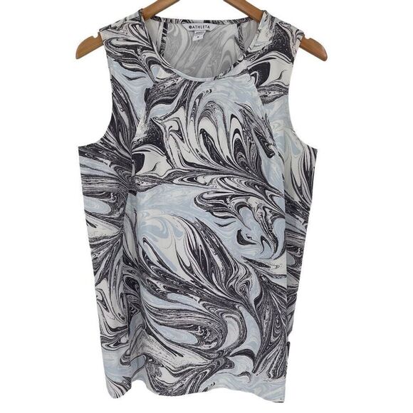 Athleta Refined Zephyr Tank Top Stretch White Grey Women Medium Travel Commute - Picture 1 of 6